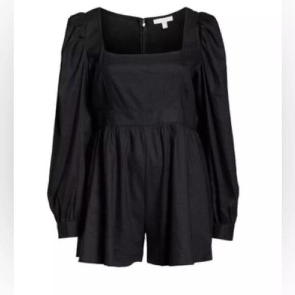 Chelsea 28 Women's Black Puff-Sleeve Romper Size Medium NWT - Picture 1 of 8